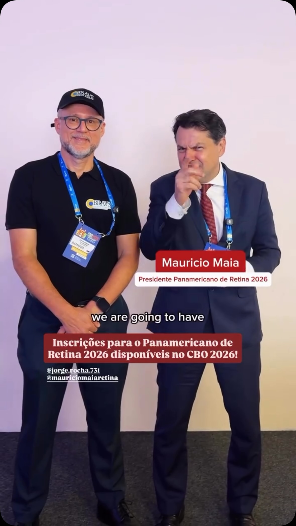 Prof. Dr. Maurício Maia e Dr. Jorge Rocha, com os rostos visíveis, em convite ao congresso